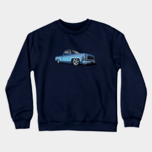 1980 Chevrolet C10 pickup in two tone blues Crewneck Sweatshirt